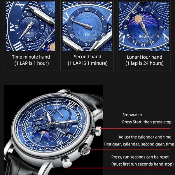 Chenxi Patek Steel Black, 2 ремінці 3968 фото